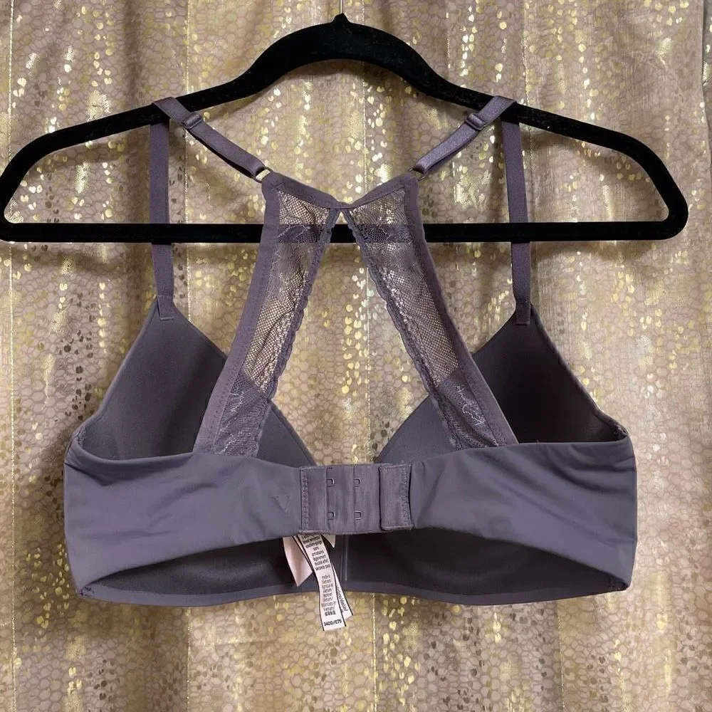 Victorias Secret Gray T-Shirt Smooth Lightly Lined Wireless T-Shirt Bra 34DD